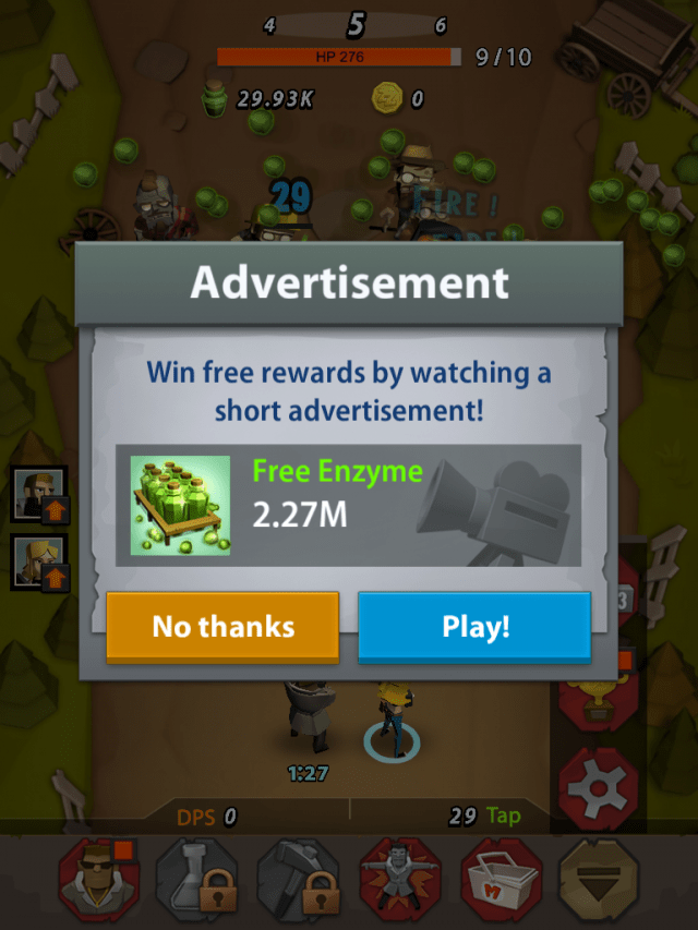 Grind like crazy or watch the ads and be "rewarded"